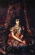 Mikhail Vrubel The Girl in front of Rug Sweden oil painting reproduction